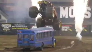 Watch A Real Fortnite Battle Bus get Demolished By A Monster Truck