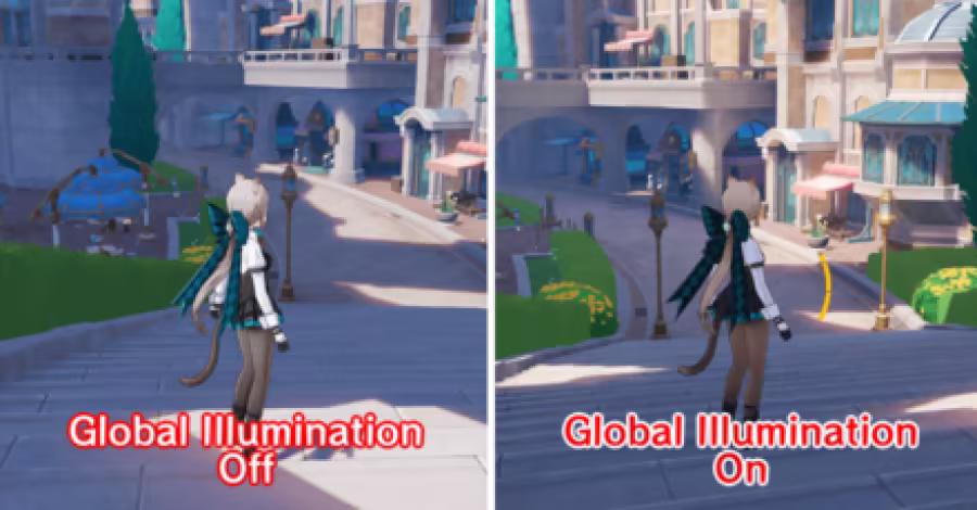 Genshin Impact - Global Illumination - Before and After