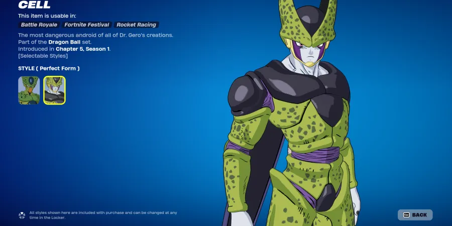 perfect cell fortnite