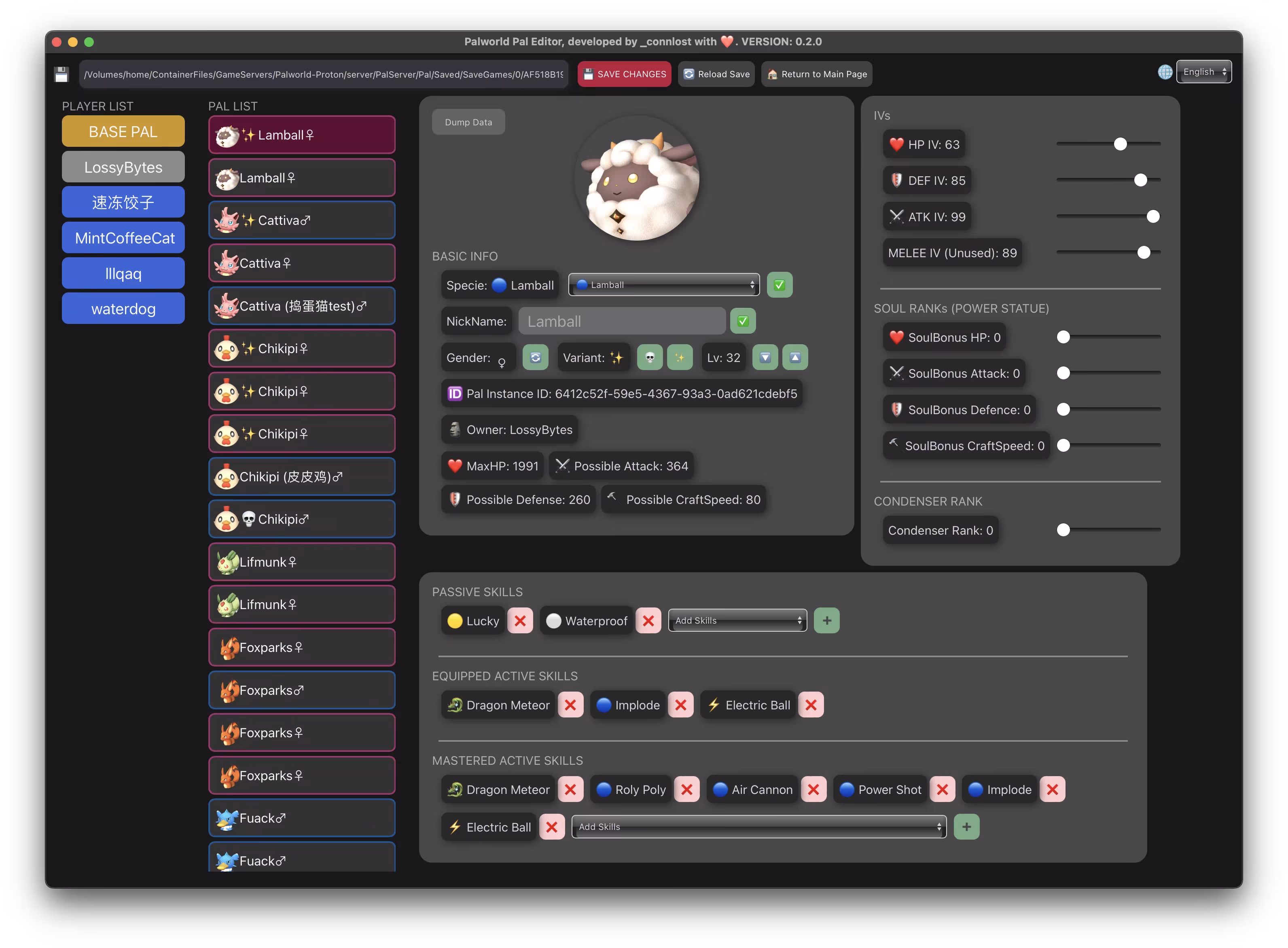Palworld Palworld Pal Editor